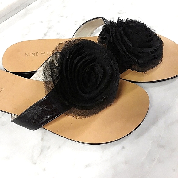 NINE WEST Chiffon Rose Thong Slides NEW! - Picture 3 of 6
